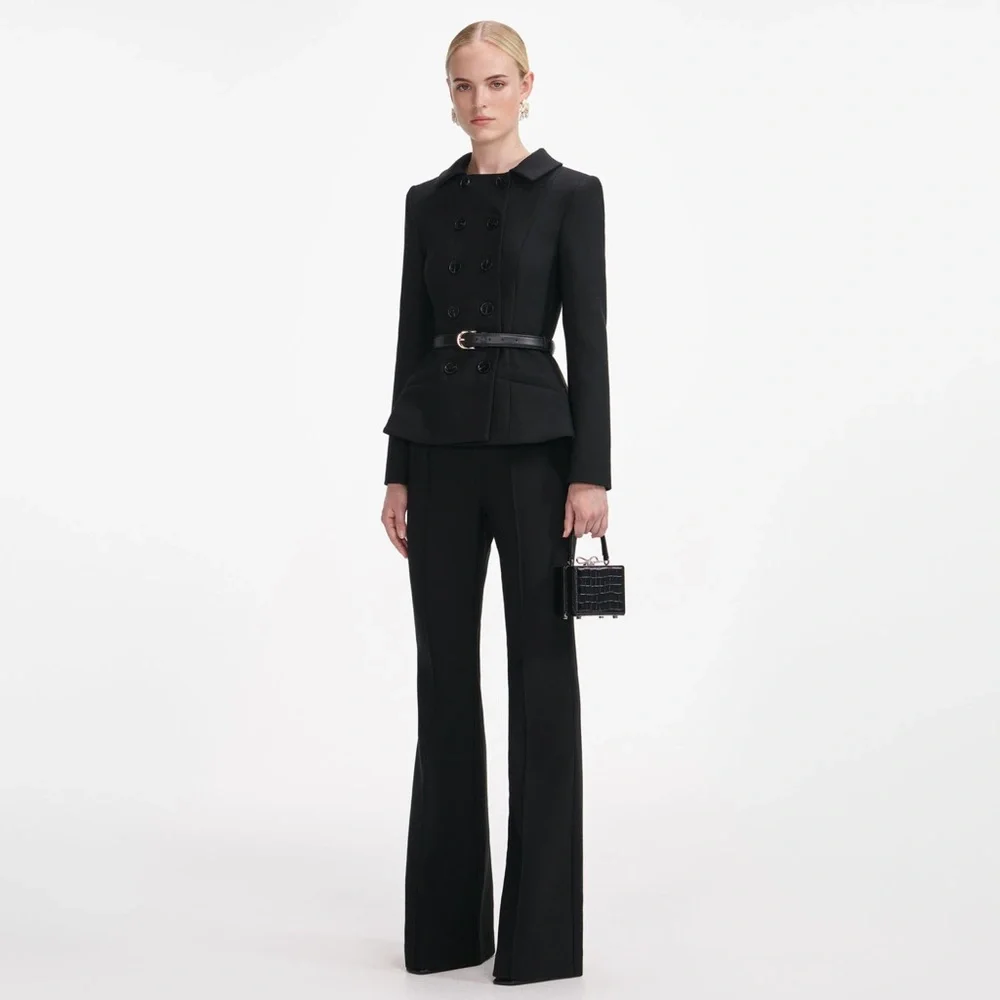 Self-Portrait Black Wool Double Breasted Jumpsuit - Picture 3 of 6